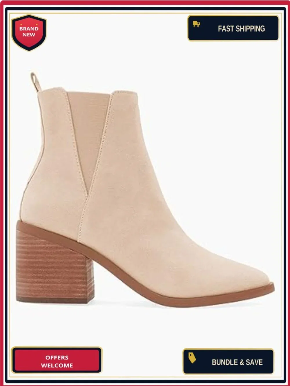 Women's Pointed Toe Ankle Boots Chunky Block Heel Side Zipper Chelsea Fall